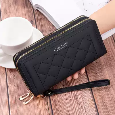 Women's wallet female long version 2021 new simple fashion double zipper large capacity multifunctional hand bag money clip tide