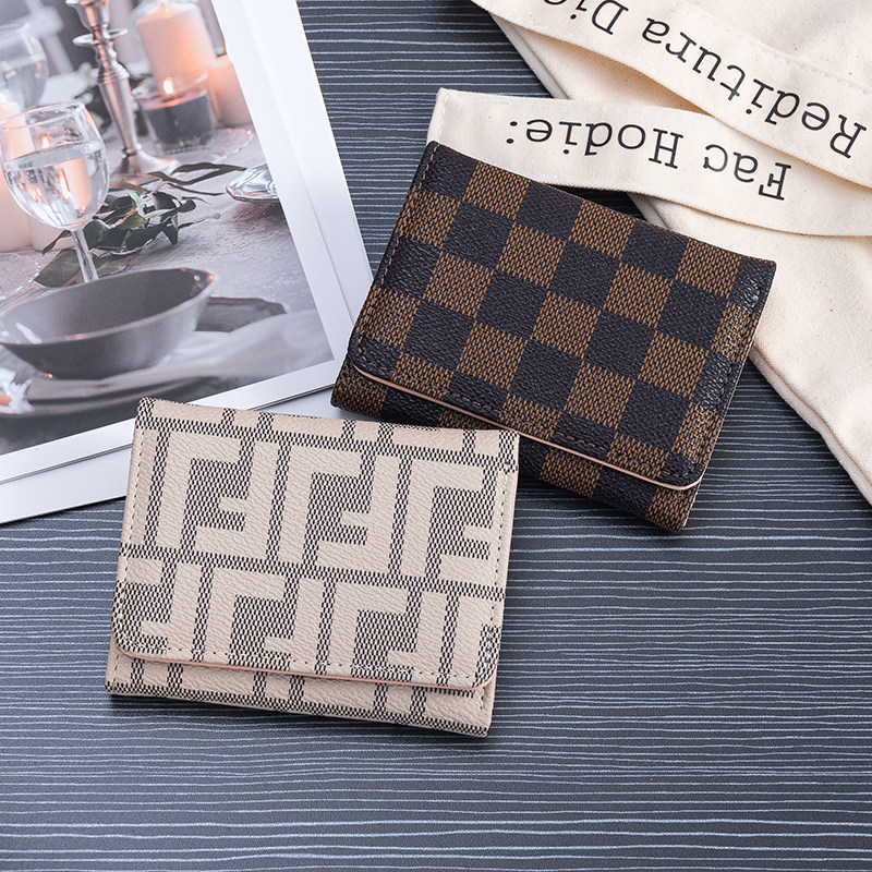 New wallet women's short style simple fashion tri-fold small coin purse card holder women's folding buckle wallet ultra-thin