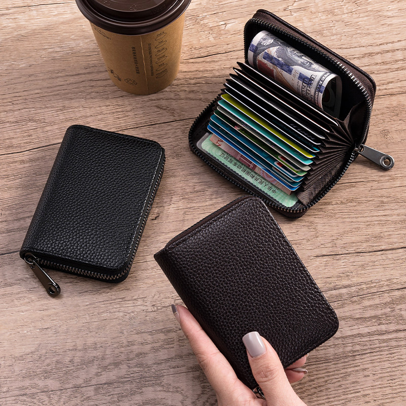 Card bag Female small large capacity multi-card driver's license card set Male anti-demagnetization bank card clip Coin purse one