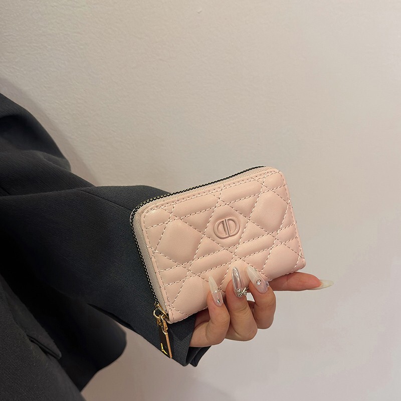 Anti-Degaussing Rhombus Card Holder for Women, Niche Design, Exquisite and High-End, Multiple Card Slots, Compact Accordion Zipper Card Case, Id Holder