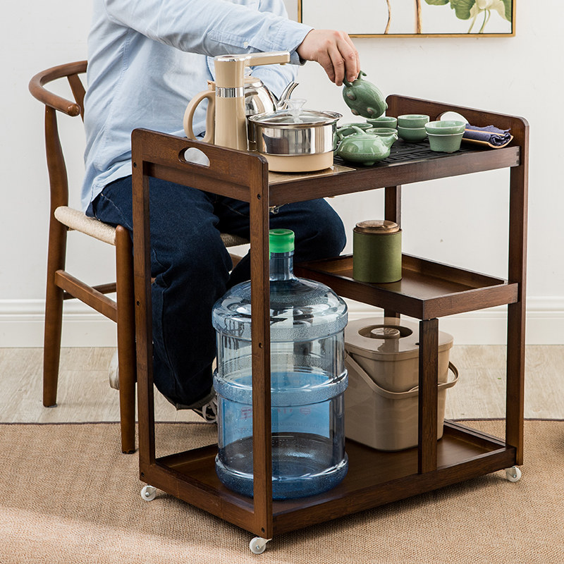 Mobile tea table small tea cart sofa coffee table home Japanese tea table light luxury corner table integrated automatic watering tea tray