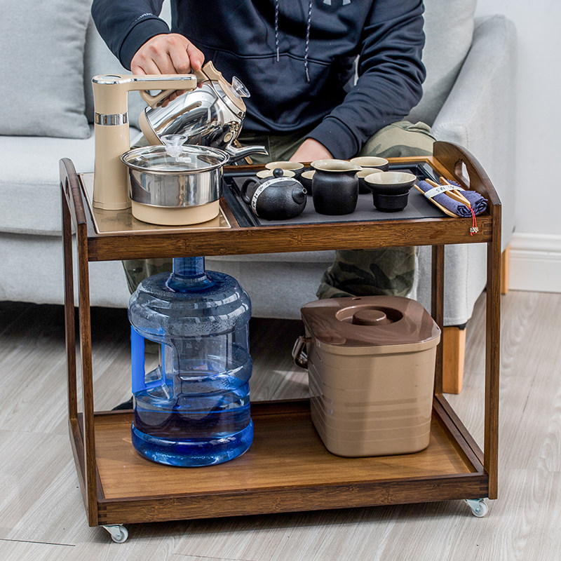 Mobile tea table tea table small tea table living-room sofa edge a few short tea car domestic tea set tea tray integrated tea table