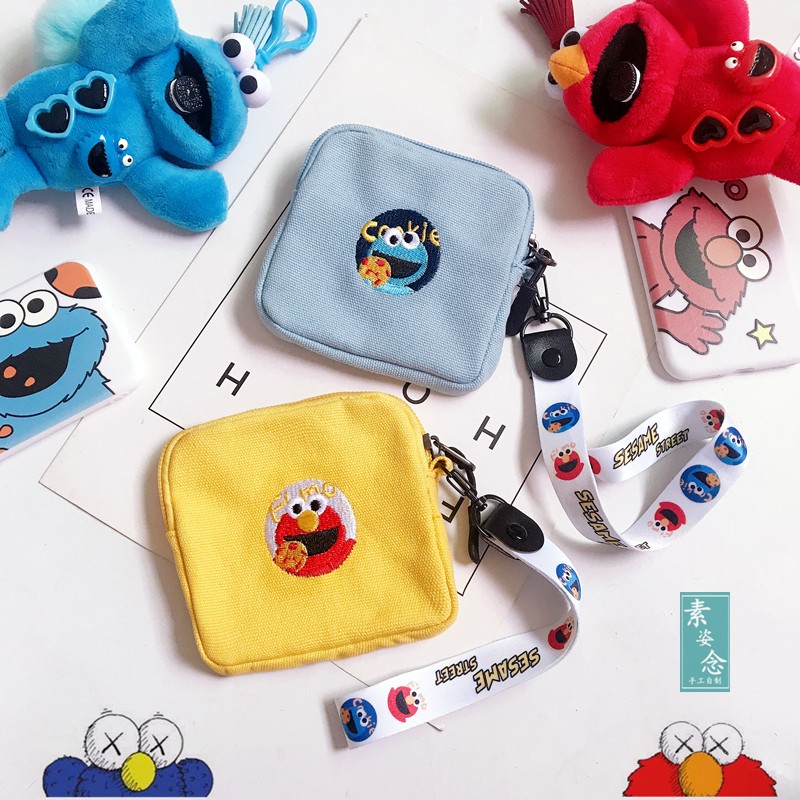 Korean ins coin purse female mini cartoon cute canvas art small wallet Student coin key bag