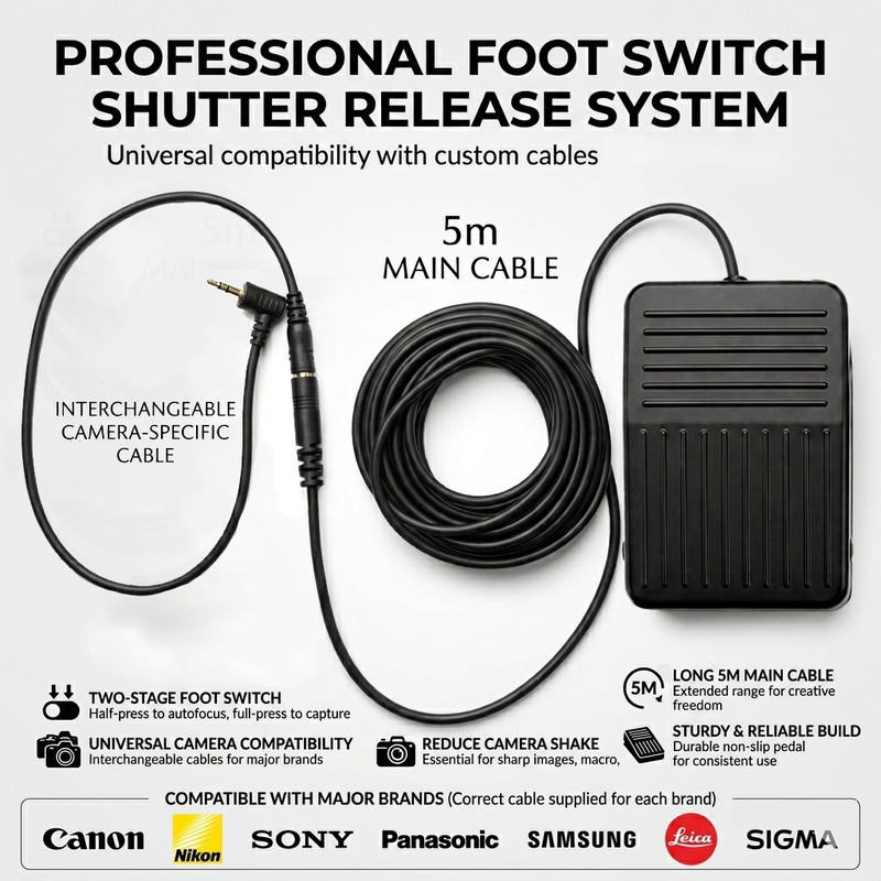Dytu/Dieyingtu Rc303 Foot-Operated Camera Shutter Release Cable 5.1m Extension Cable for Two-Segment Shooting, Universal Use Dytu/Dieyingtu Rc303 Foot-Operated Camera Shutter Release Cable 5.1m Extension Cable for Two-Segment Shooting, Universal Use