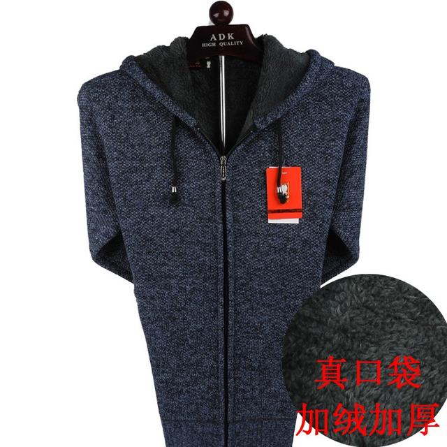 Golden Rabbit ອາຍຸກາງແລະຜູ້ສູງອາຍຸ wool cardigan zipper sweater ຜູ້ຊາຍຂະຫນາດຂະຫນາດໃຫຍ່ຂອງພໍ່ແລະພໍ່ເຄື່ອງນຸ່ງຫົ່ມຜູ້ສູງອາຍຸບວກກັບ velvet ເປືອກຫຸ້ມນອກຂອງຜູ້ຊາຍຫນາ.