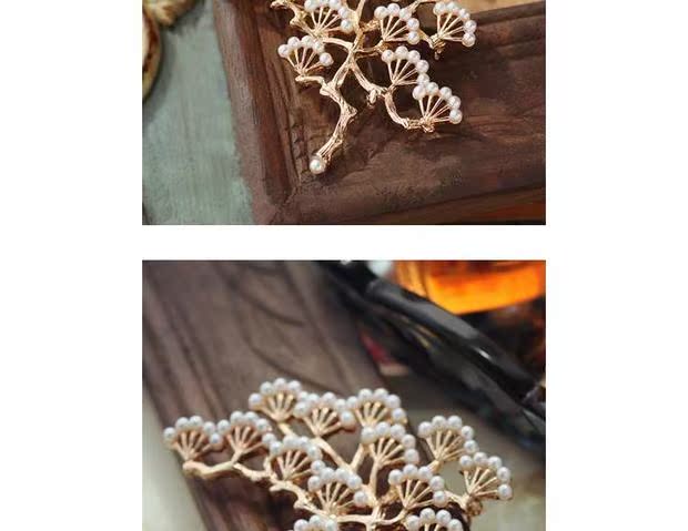 Vintage phong cách châu Âu và Mỹ Snowy chào đón cây trâm thông khí quyển sang trọng cổ điển ngọc trai thông trâm trang trí hoa cài áo đẹp