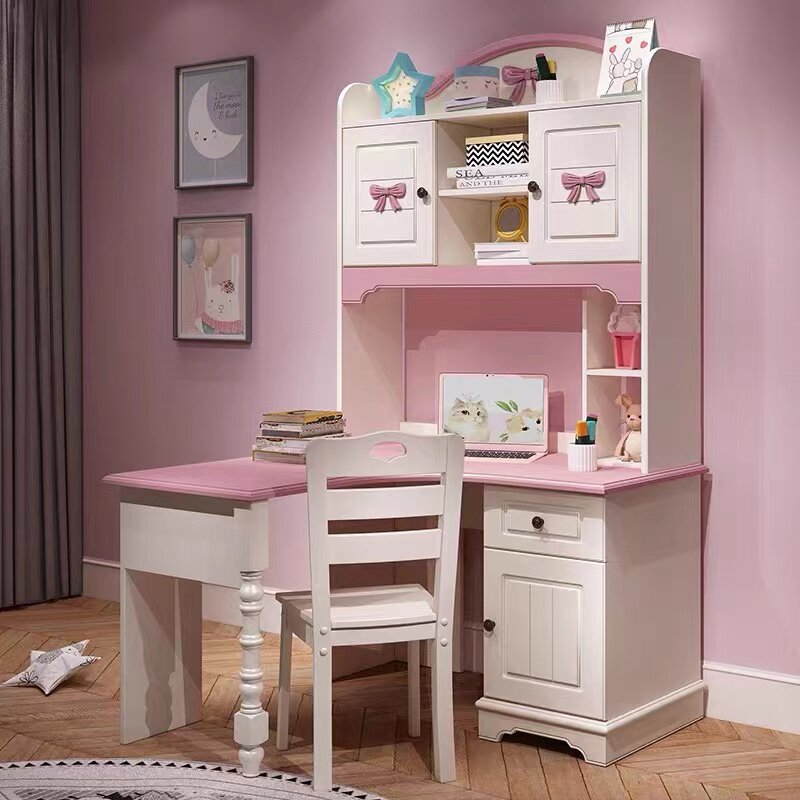 Children's New Desk Brief Student Desktop Bookcase Computer Desk Integrated Design Double home bookcase portfolio