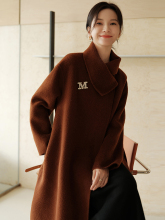 Jiaqi Gaoding Lady High Quality 100% Alxa Camel Fleece! Hand sewn double-sided nylon coat