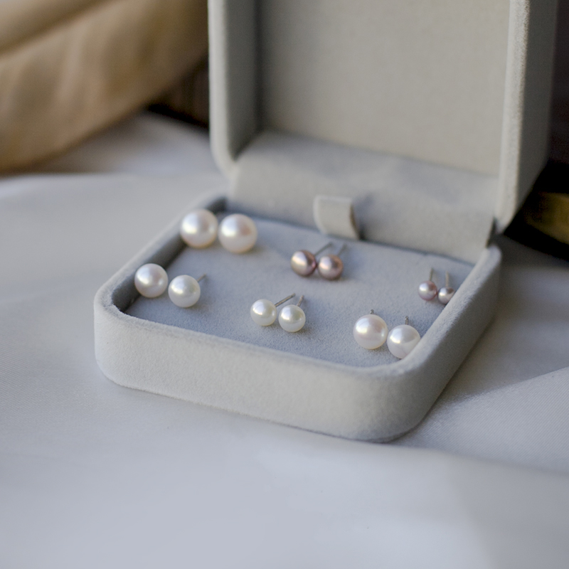 Canghai Heritage Pearl Natural freshwater bulb pearl temperament elegant ear pin 925 silver ear pin basic wild earrings