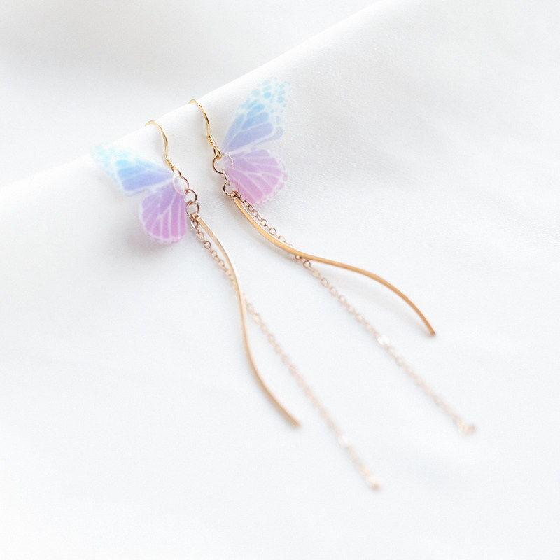 Butterfly track S-shaped S-shaped curved curved line curved spiral butterfly earrings ear clip earrings