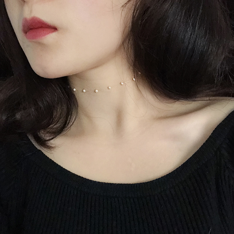 Dew Like Pearl 925 Sterling Silver Invisible Fishing Line Pearl Necklace Choker Necklace Choker Original Simple Intellectual - Taobao