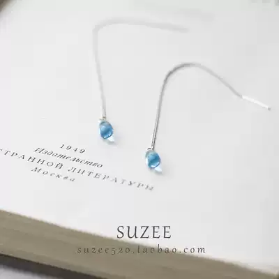 Blue Sea hand made original 925 sterling silver water droplets imported glazed earrings multi-colored