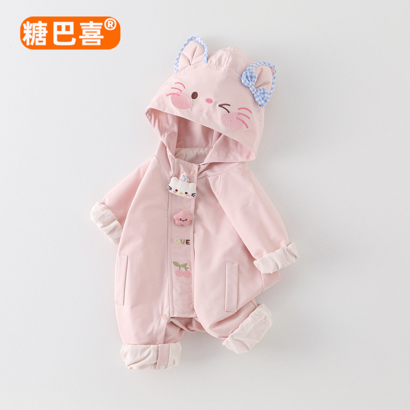 Baby Girl Clothes for Spring and Autumn, Outdoor Wear, Cartoon Cat Hooded Jacket, Infant Autumn Outfit Romper Baby Girl Clothes for Spring and Autumn, Outdoor Wear, Cartoon Cat Hooded Jacket, Infant Autumn Outfit Romper