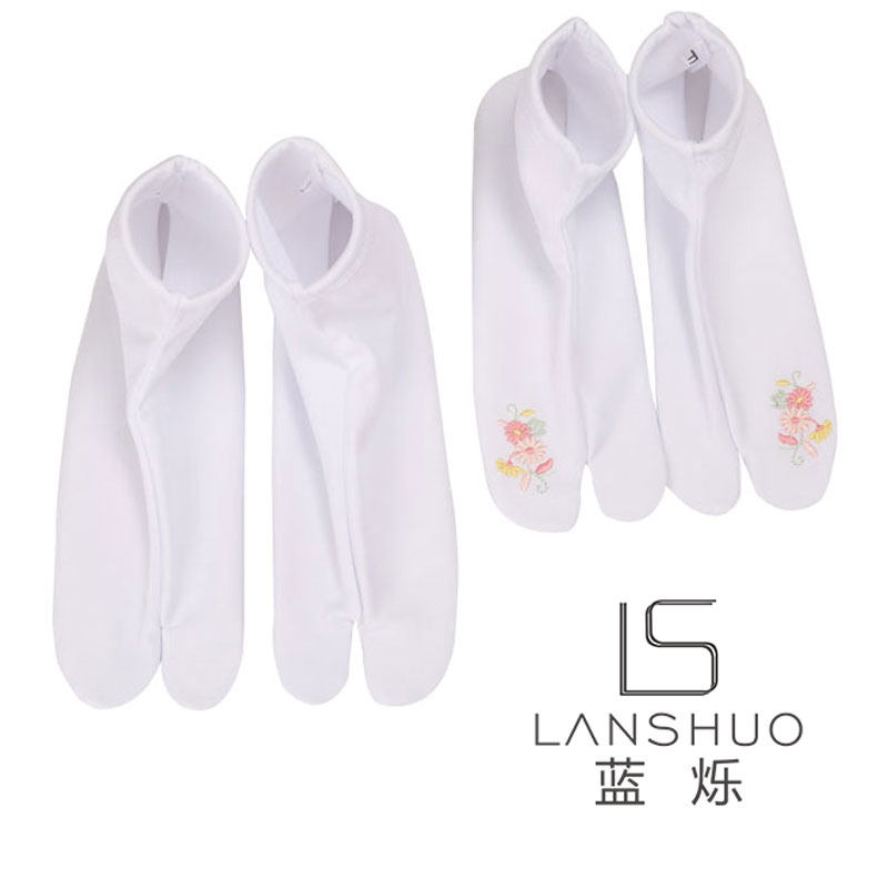 木靴、2本指ソックス、白い足袋ソックス、男女兼用和風2本指ソックス、コスプレ、接着式和風着物ソックス