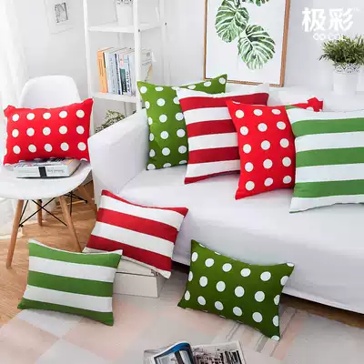 Simple hipster Net red Christmas wave dot stripes Nordic cotton canvas cushion cover with core pillow waist pillow large