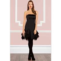 Colast skirt Charlian dress with small black dress black Breasted Skirt Feather Gown UK6 