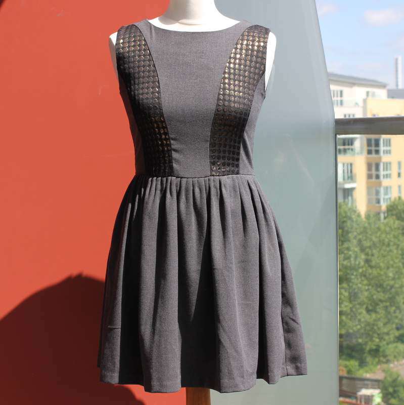 New London niche brand BONSUI metal dotted dress Korean gray and blue two-color entry