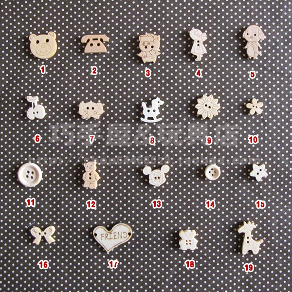 Cotton cloth*cloth head cloth*handmade DIY patchwork*accessories*wooden cartoon decorative button combination