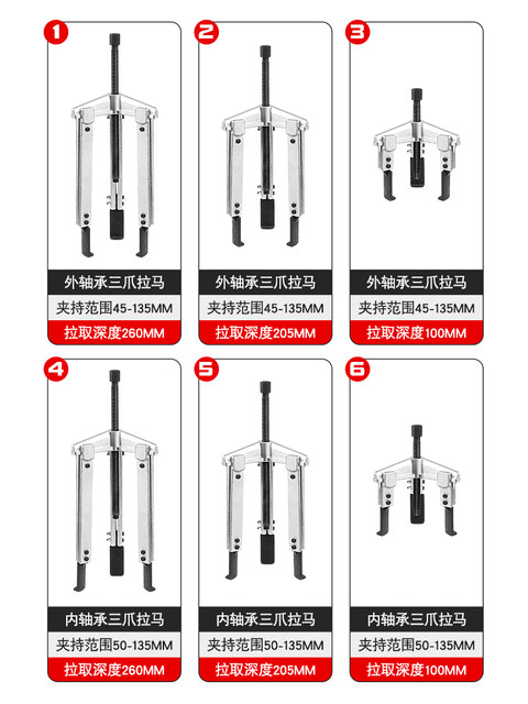 Two-Jaw Puller, Three-Jaw Puller, Extended Crossbar, Internal and External Bearing Puller, Bearing Removal and Separation Tool
