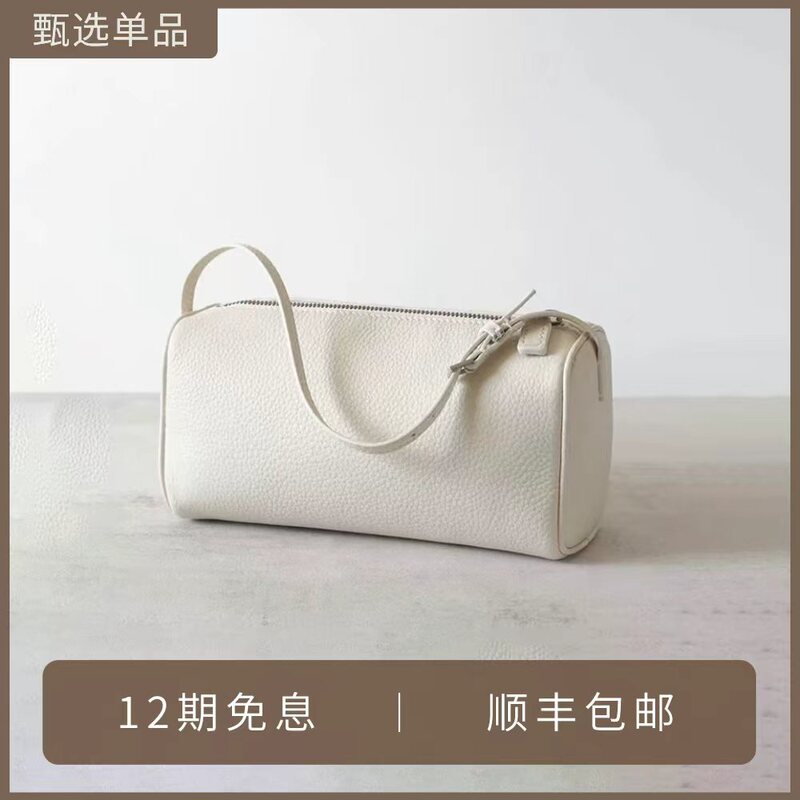 2026 New 90S Small Square Bag Cowhide Row Bag Handbag Pencil Bag Simple Pen Holder Bag Hand-Held Bag Women's Bag