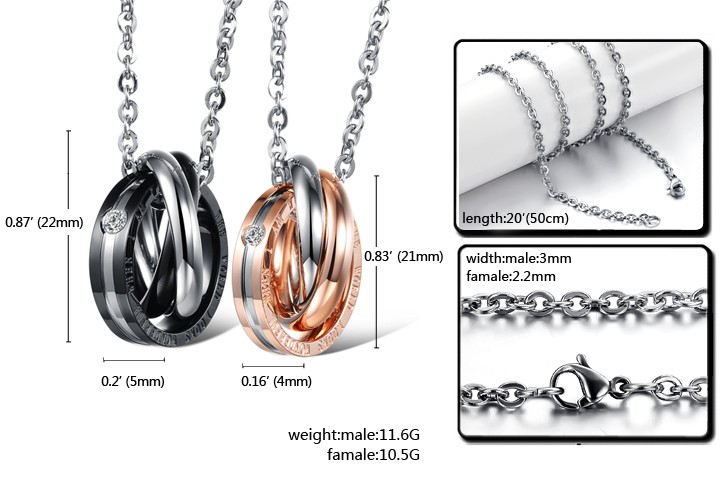 Jewelry Small Gift Ring Interlocking Titanium Steel Couple Necklace display picture 7