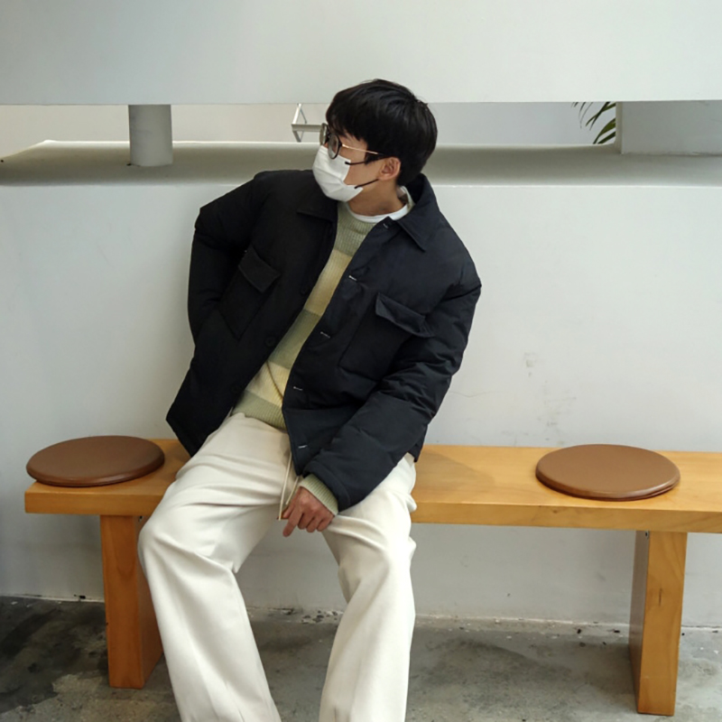 Model student Korean style men's winter new casual down jacket single-breasted lapel warm trendy jacket