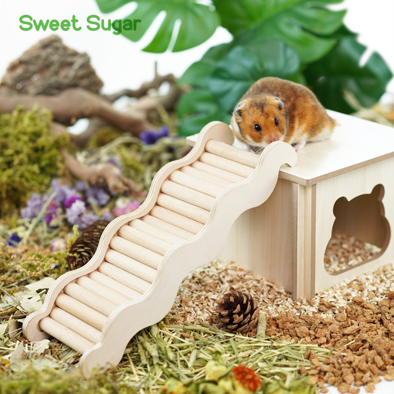 Suvisug Wave Stairway Multipurpose Hamster Multibedroom Terrace Wooden climbing wood Supplies building 100 lap