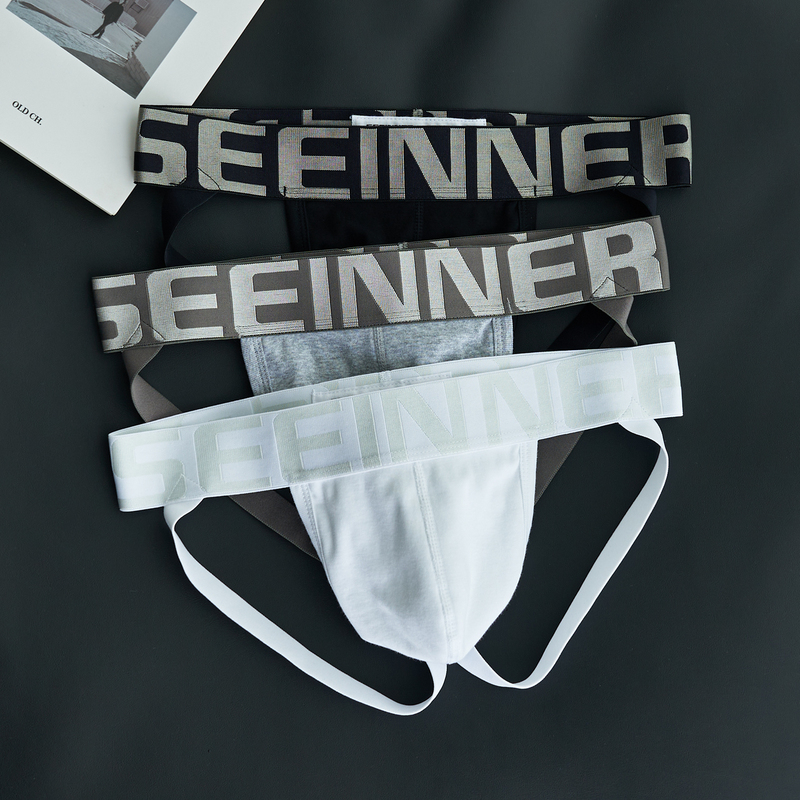 2 Pairs of Men's Thong Underwear, Double Thong Briefs, Cotton, Pure White, Low-Rise, Sexy, Backless, Butt-Lifting