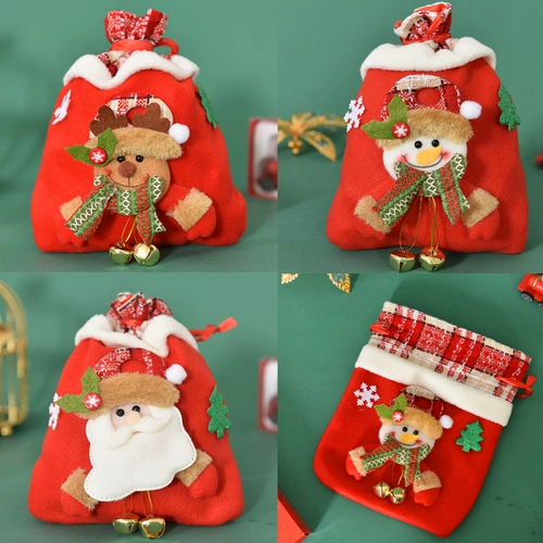 Apple, рождественский декор, ювелирное украшение, креативная льняная сумка для пожилых людей, подарок на день рождения, с медвежатами