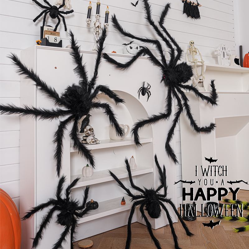 Halloween Decorations Large Spider Props Ornaments Realistic Plush Scene Shop Classroom Wall Theme