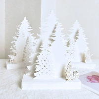 Рождественский аксессуар, украшение, белый деревянный макет с подсветкой