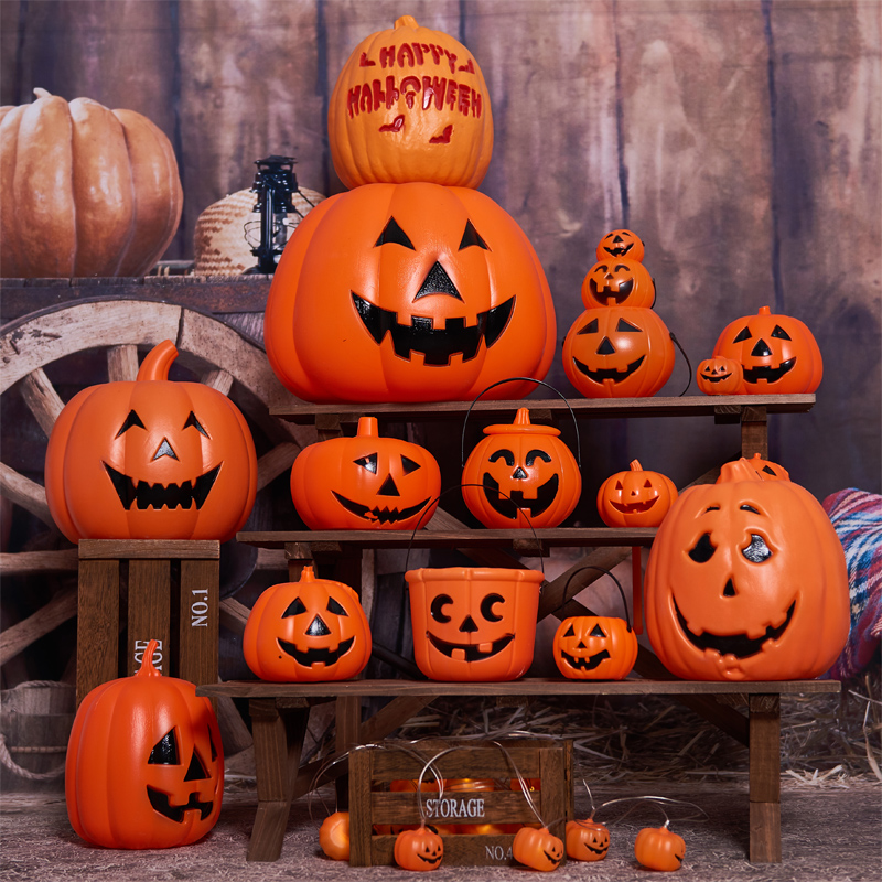 Pumpkin light Halloween Pumpkin Barrel Decorative items Pumpkin Shine Plastic Big pumpkin lamp Sound control