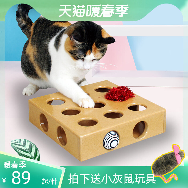 American PioneerPet SmartCat Pet Cat Intelligence 9 Hole Toy Box Funny Cat Treasure Box Gift Ball