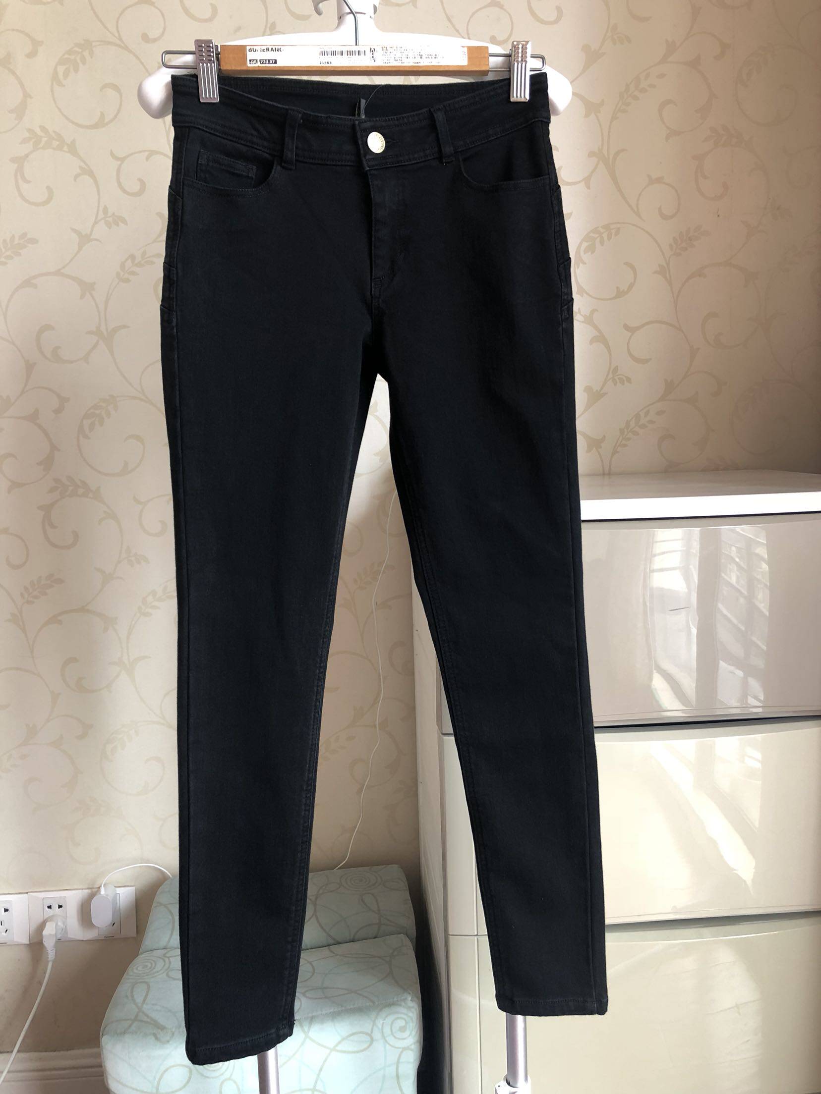 Autumn and winter fleece jeans peach hip pushup cigarette pants thin velvet slim legs straight leg long pencil pants