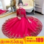 Cô gái dạ hội trẻ em váy công chúa chủ nhà fluffy sinh nhật màu đỏ piano sàn catwalk váy dài quần áo bé trai phong cách lịch lãm