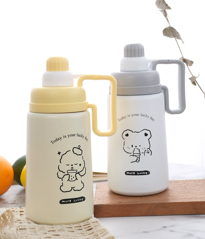 Dung tích lớn di động thép không gỉ 304 ống hút cốc thể thao sinh viên nồi giữ nhiệt nồi ngoài trời thể dục du lịch nồi lạnh binh dung nuoc dep binh dung nuoc lanh