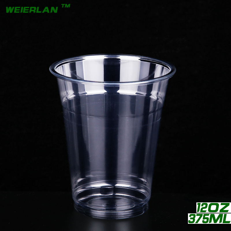 Wilblue disposable plastic cup ice Cup high transparent PET Milk tea cup juice cup with lid 375ml