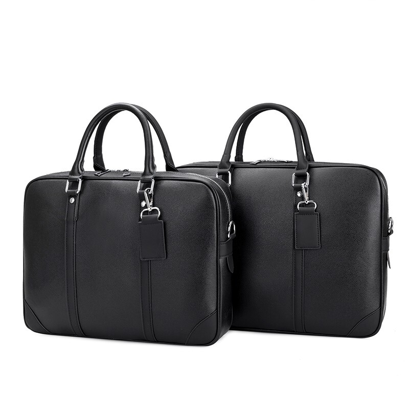 2025 New Men's Bag Business Briefcase Horizontal Zipper Laptop Bag Large Capacity Trendy Brand Shoulder Document Bag