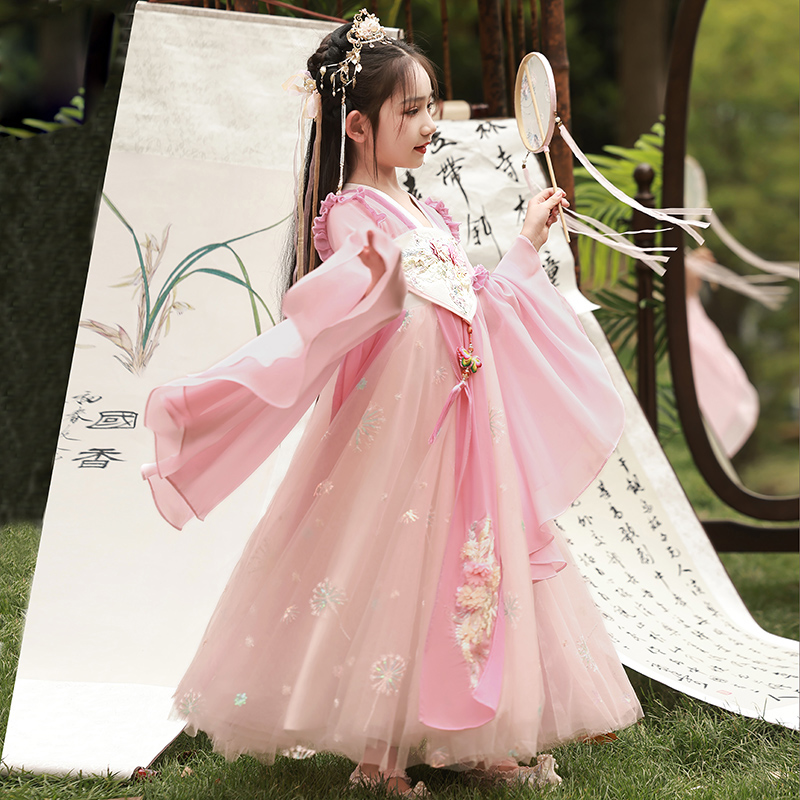 Amazon.co.jp: 【F-Y88】漢服夏服中国風2025新型児童超仙古着夏