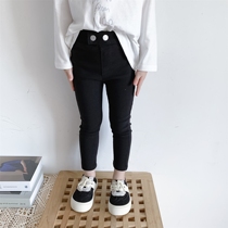 Bean Bag Monarch 2021 Fall Men and Women Childrens Baby Han Edition Black Elastic Spanking Pants Pencil Pants Tight and Small-footed Pants