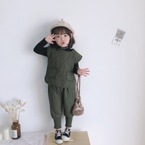 Bean Bag Monarch 20 Winter Korea male and female baby boy thin cotton handsome 100 lap Machia suit horse chia pants 2 pieces