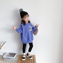 2021 autumn and winter Korean version of male and female child baby 100 lap handsome letter grabbing suede foreign air round collar cover head long necropolis