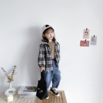 Bean Bag Monarch 22 Chunqiu Han version of male and female childrens baby retro plaid 100 lap casual foreign air Lianhood jacket shirt tide