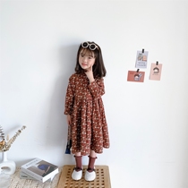 Bean Bag Monarch 21 Spring and Autumn Section Korean version girl baby foreign pistachio retro style Lady Long Skirt and Skirt Tide