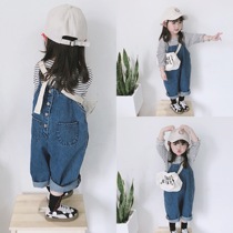 Bean Bag Monarch 22 Chunqiu Mens Girls Jeans Broadlegged Pants South Korea Baby Boy Retro 100 Lap Denim Back Belt Pants