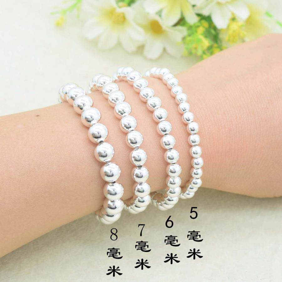 925 Pure Silver Silver Beads Handmade String Beads Handstring Women Small Silver Beads Transfer Beads Simple Round Beads Send Gifts