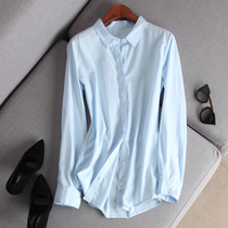 2022 new autumn and summer clothing fine-spun herringbone shirt commuter OL 100 lap pure cotton quality loose long sleeve blouse