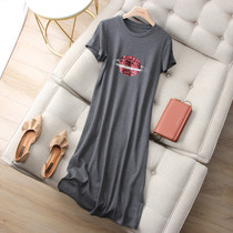Easygoing with style Easy to have Fan sequin Planet Elastic All cotton Leisure Less-skinny Liandress T-Shirt dress Summer