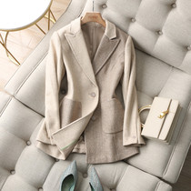 Long Defiance of the Able Commuter ~ Trendy Temperament Commute Herringbone Textured Two Grain Buttoned Suit Foreign Fur Coats