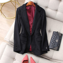 The atmospheric black positive dress that can be able to hold up the scene is a single row of two buttons to fix the wool and the suit coats womens autumn and winter